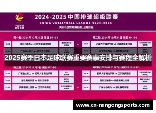 2025赛季日本足球联赛重要赛事安排与赛程全解析